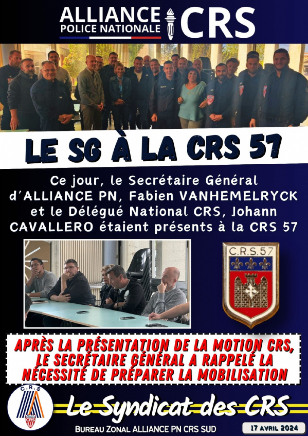 Le SG à la CRS 57